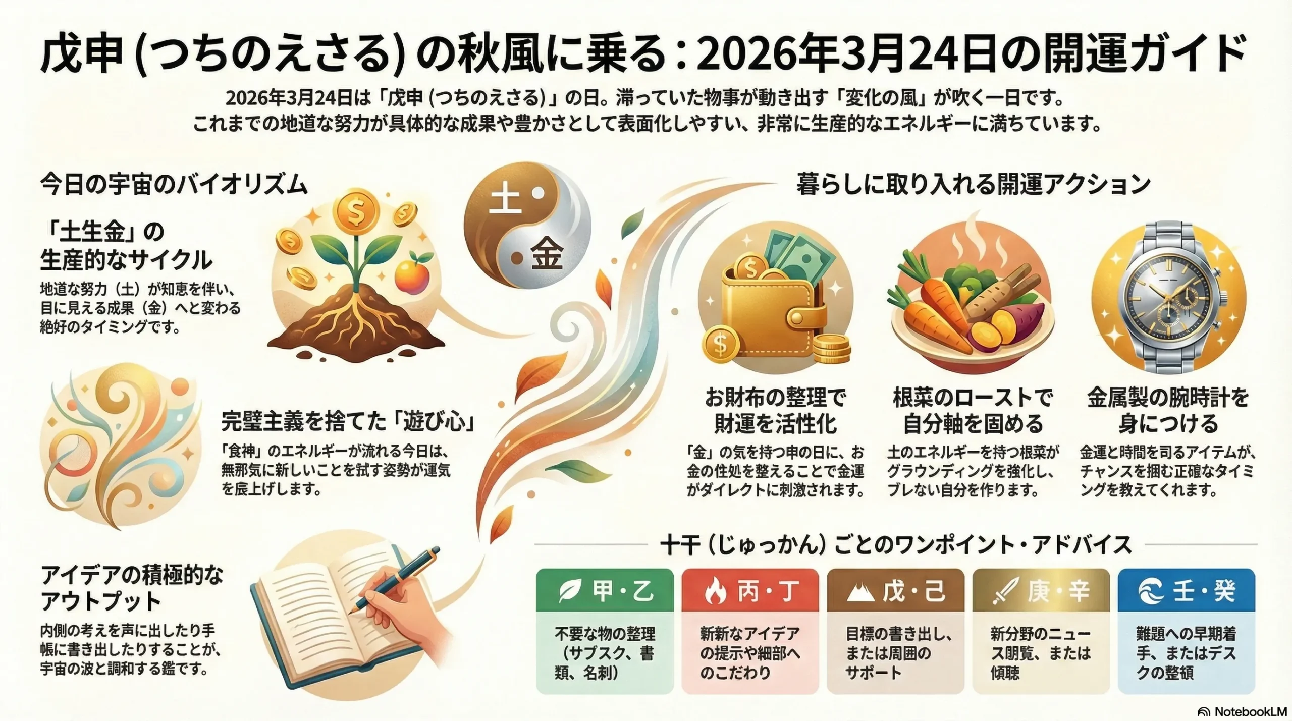【2026年3月24日】四柱推命デイリー占い｜戊申の秋風で今日こそ好転！十干別・最強開運アクション