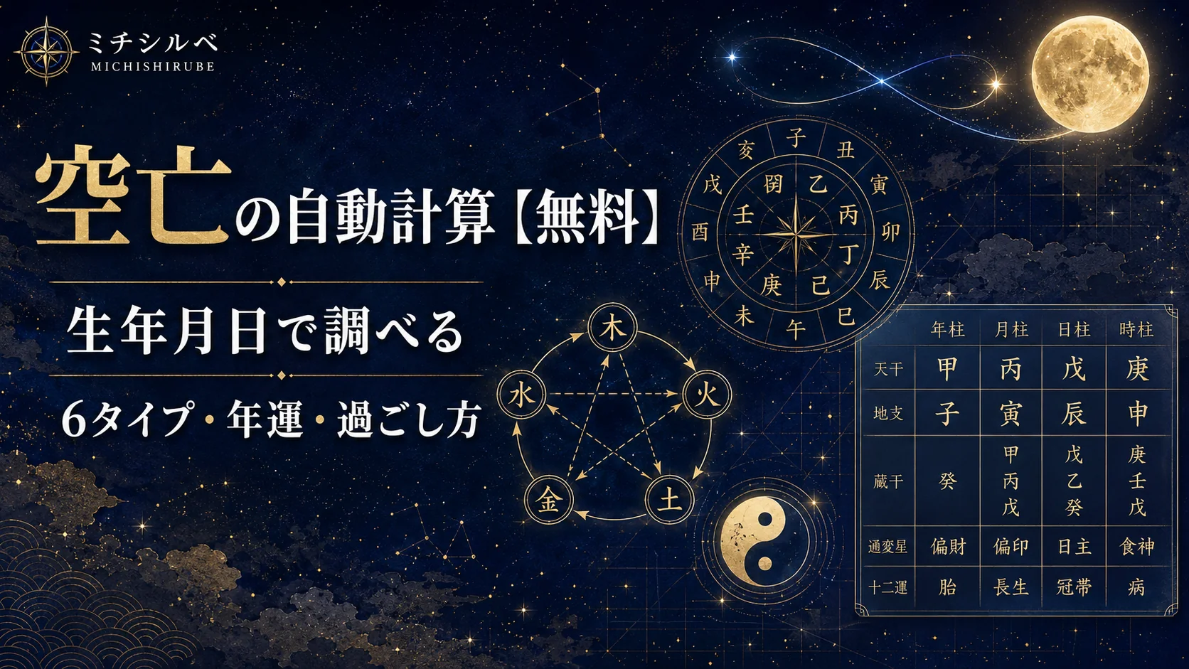 空亡の自動計算【無料】生年月日で調べる6タイプ・年運・過ごし方