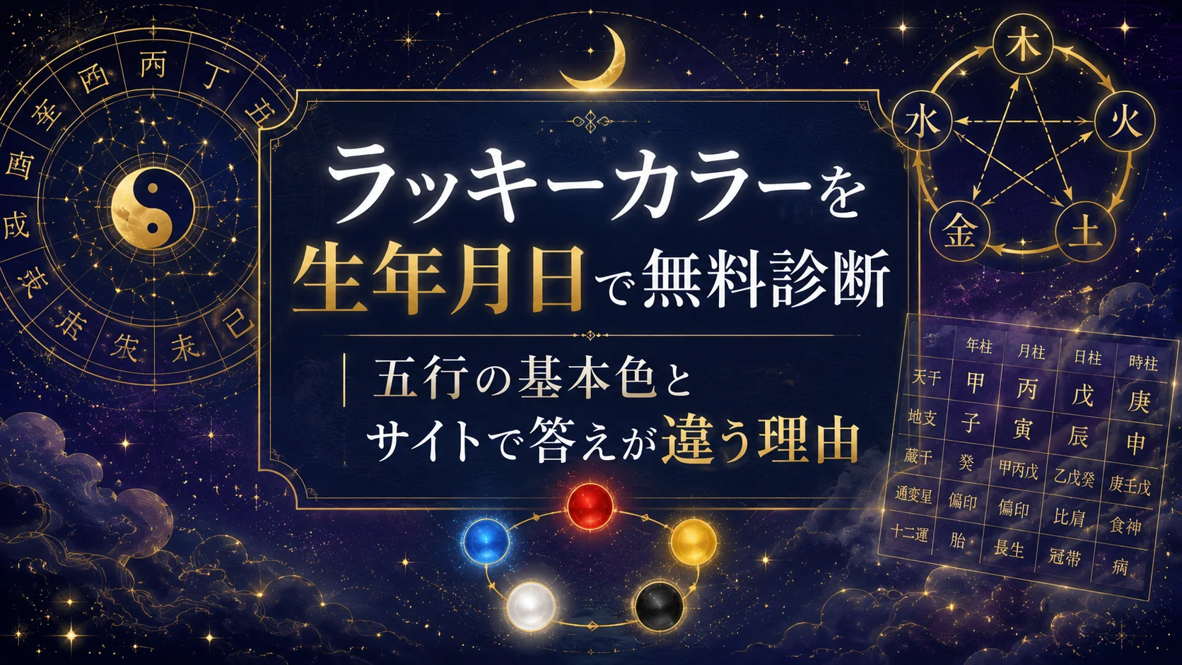ラッキーカラーを生年月日で無料診断|五行の基本色とサイトで答えが違う理由