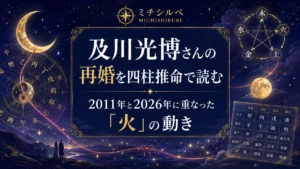 及川光博さんの再婚を四柱推命で読む｜2011年と2026年に重なった「火」の動き