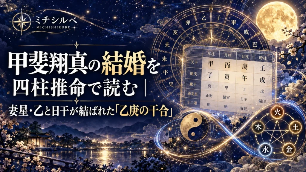 甲斐翔真の結婚を四柱推命で読む｜妻星・乙と日干が結ばれた「乙庚の干合」