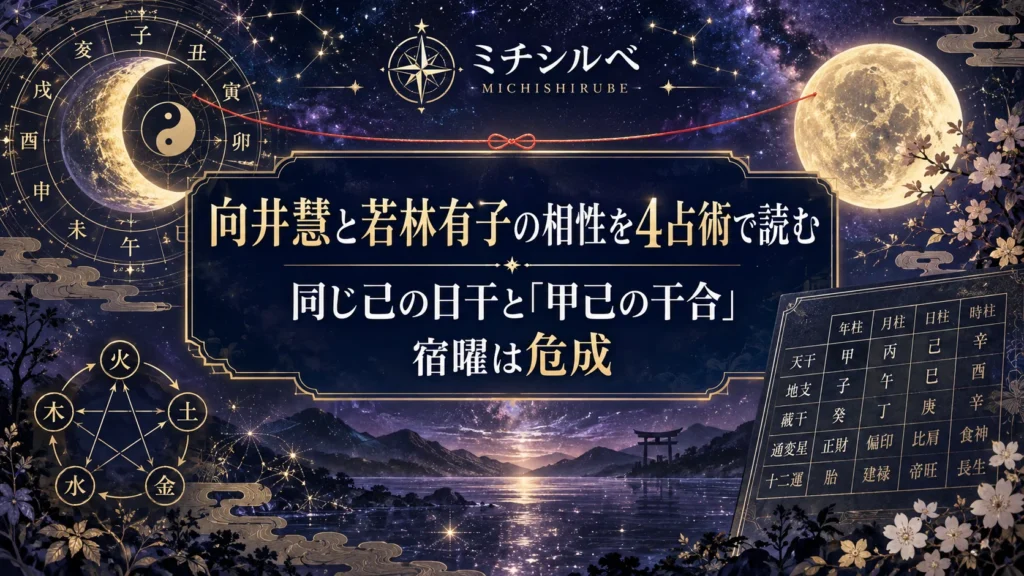 向井慧と若林有子の相性を4占術で読む｜同じ己の日干と「甲己の干合」、宿曜は危成