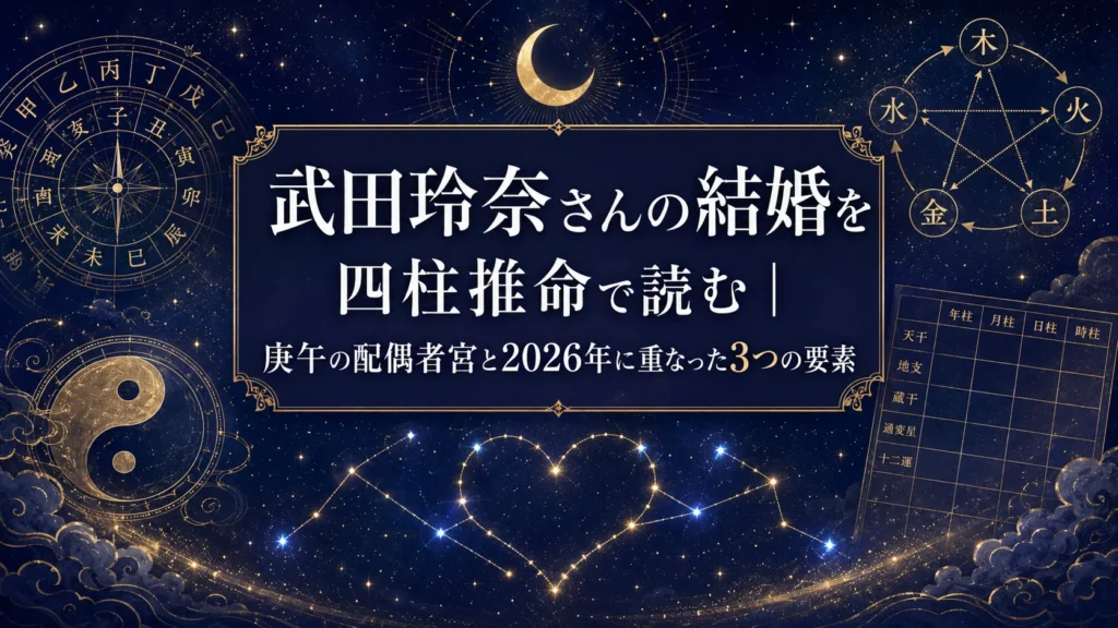 武田玲奈さんの結婚を四柱推命で読む｜庚午の配偶者宮と2026年に重なった3つの要素