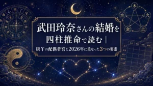 武田玲奈さんの結婚を四柱推命で読む｜庚午の配偶者宮と2026年に重なった3つの要素