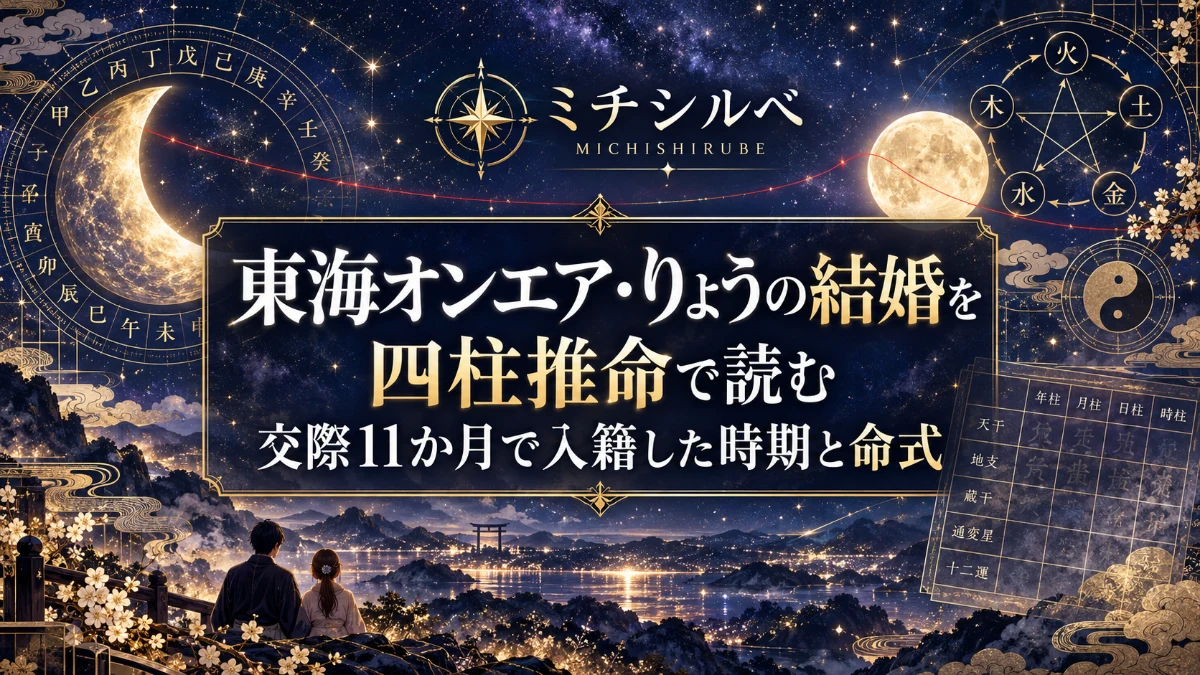東海オンエア・りょうの結婚を四柱推命で読む|交際11か月で入籍した時期と命式